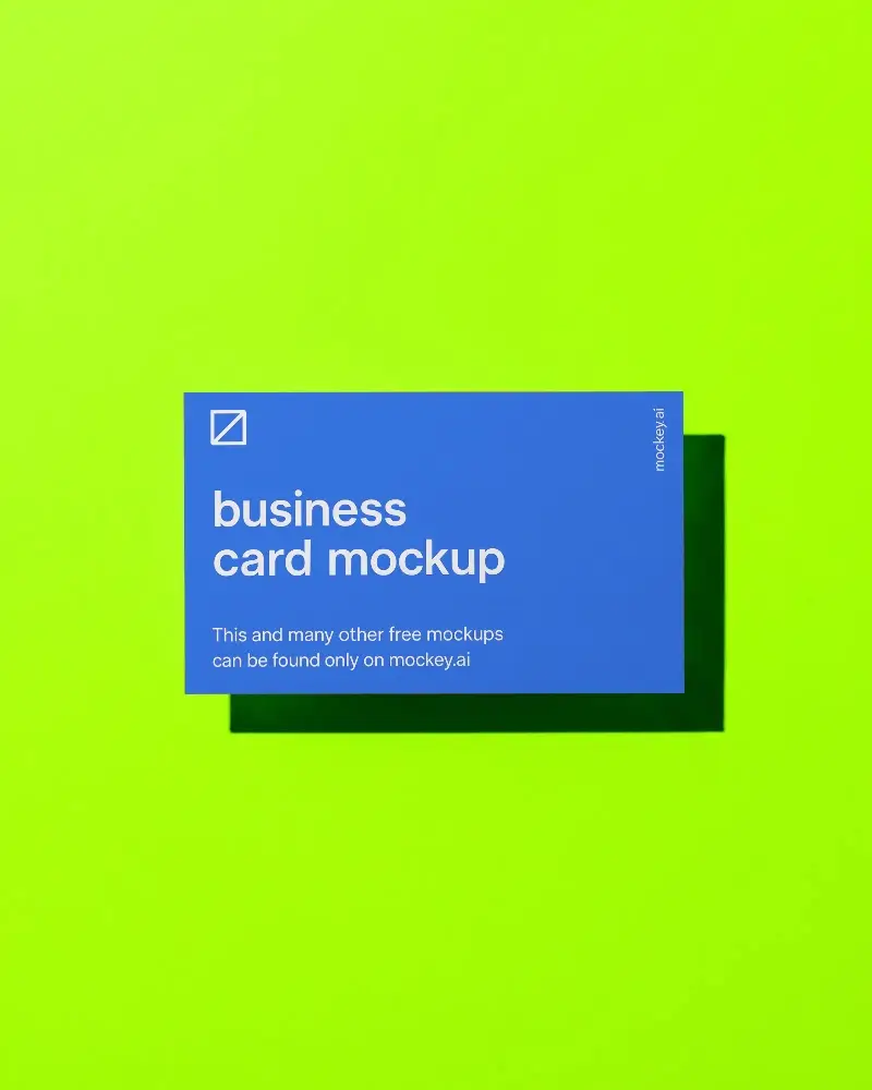 Top View Business Card Mockup Placed On Contrasting Bright Surface Background