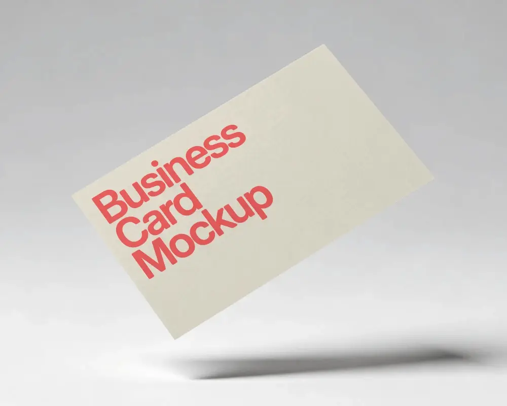 Business Card Mockup Floating Realistic Texture Clean Background Minimalist Style