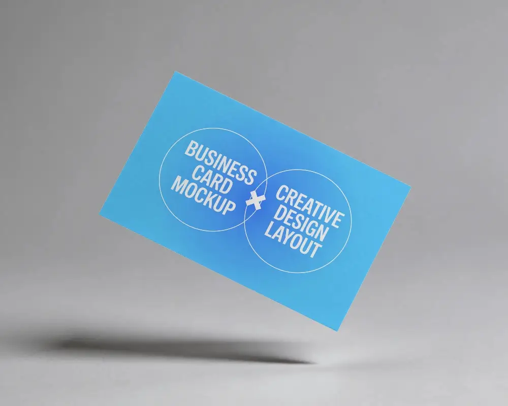 Minimalistic Floating Blank Business Card Mockup On Simple Gradient Background Design
