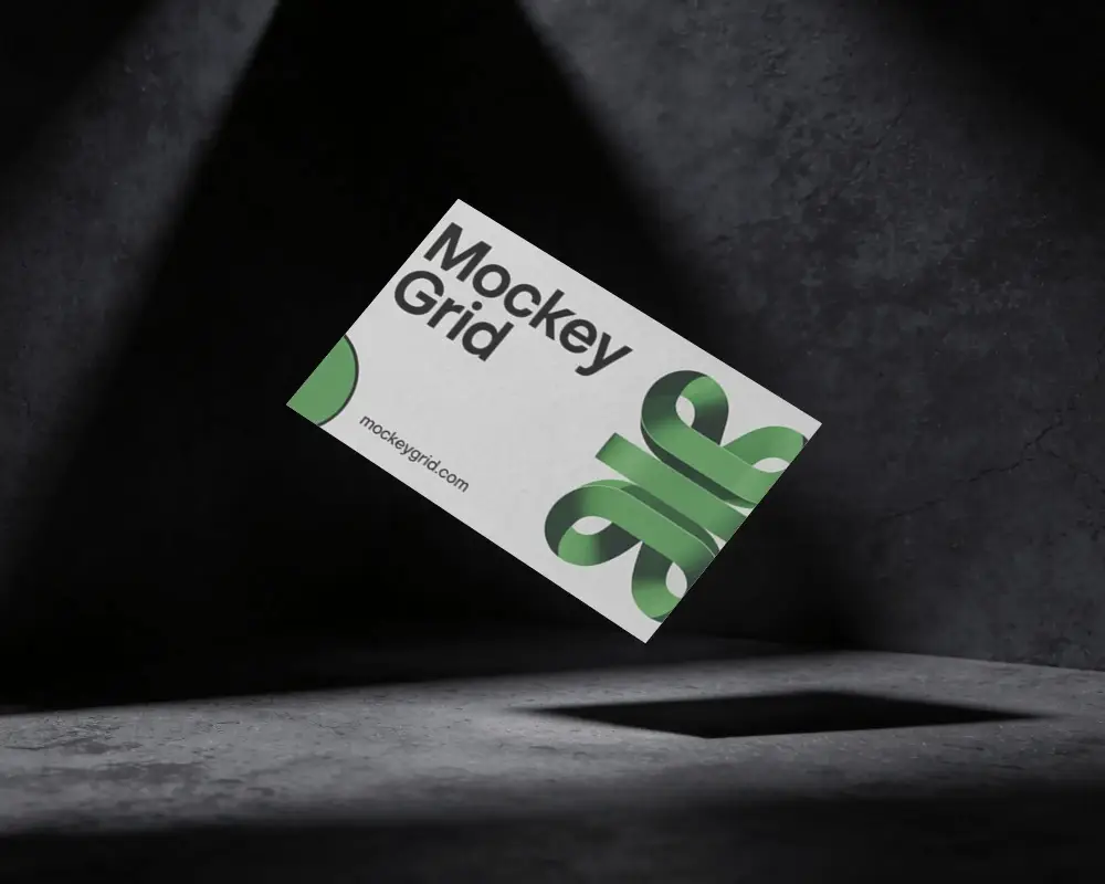 Sleek Floating Business Card Mockup Minimalist Design For Branding Presentations And Marketing