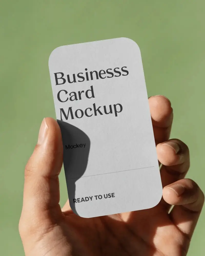 Blank Rounded Corner Business Card Mockup Held In Hand For Branding Presentation And Design