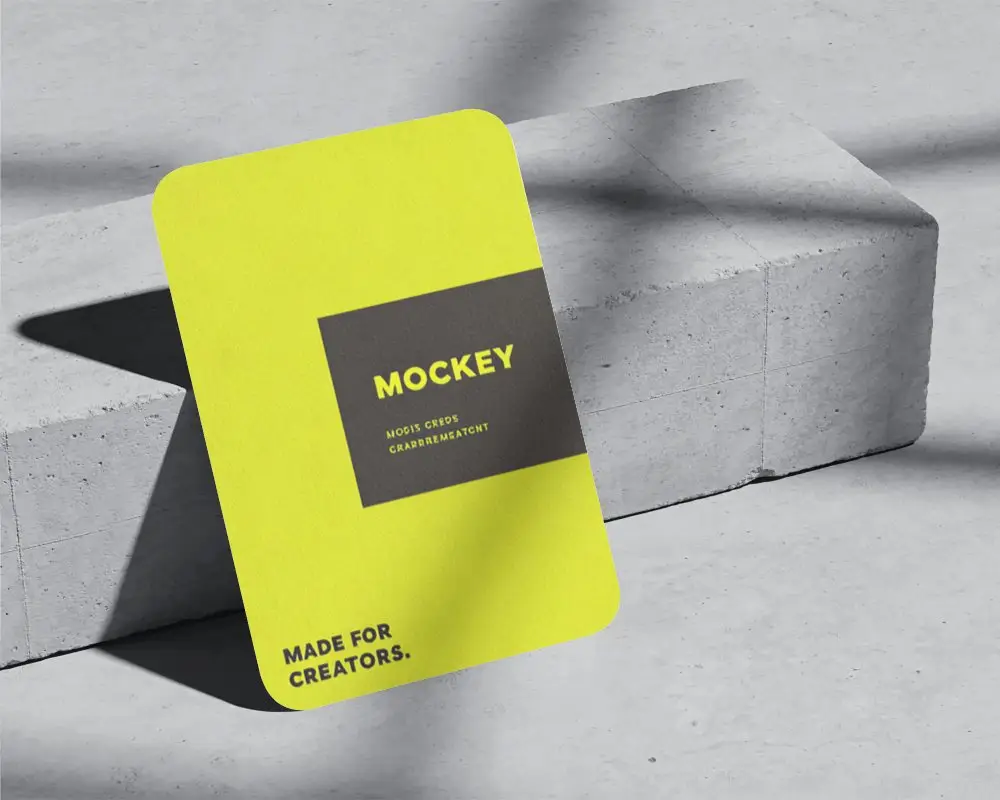 Modern Minimalist Rounded Corner Business Card Mockup With Shadow Play Background