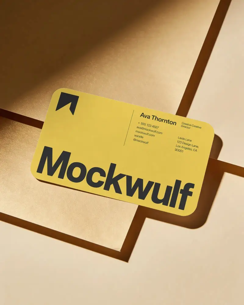 Minimalist Rounded Corner Business Card Mockup On Textured Paper Background