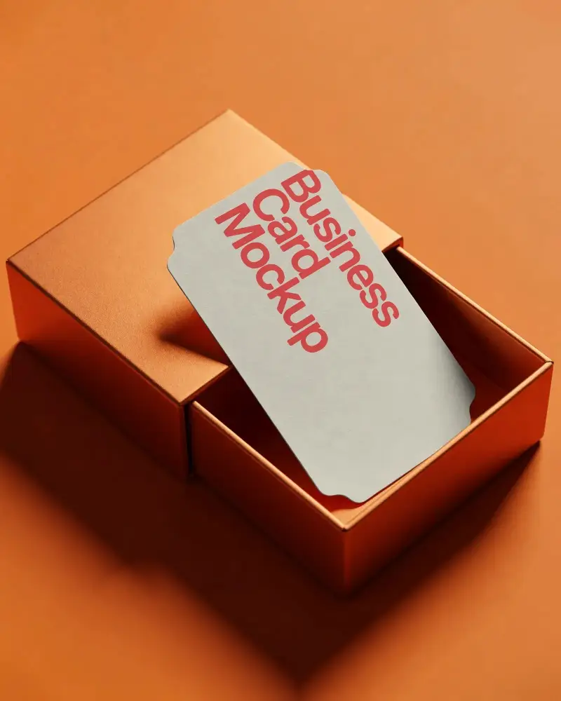 Premium Business Card Mockup In Slide Open Box With Unique Rounded Corner Detail