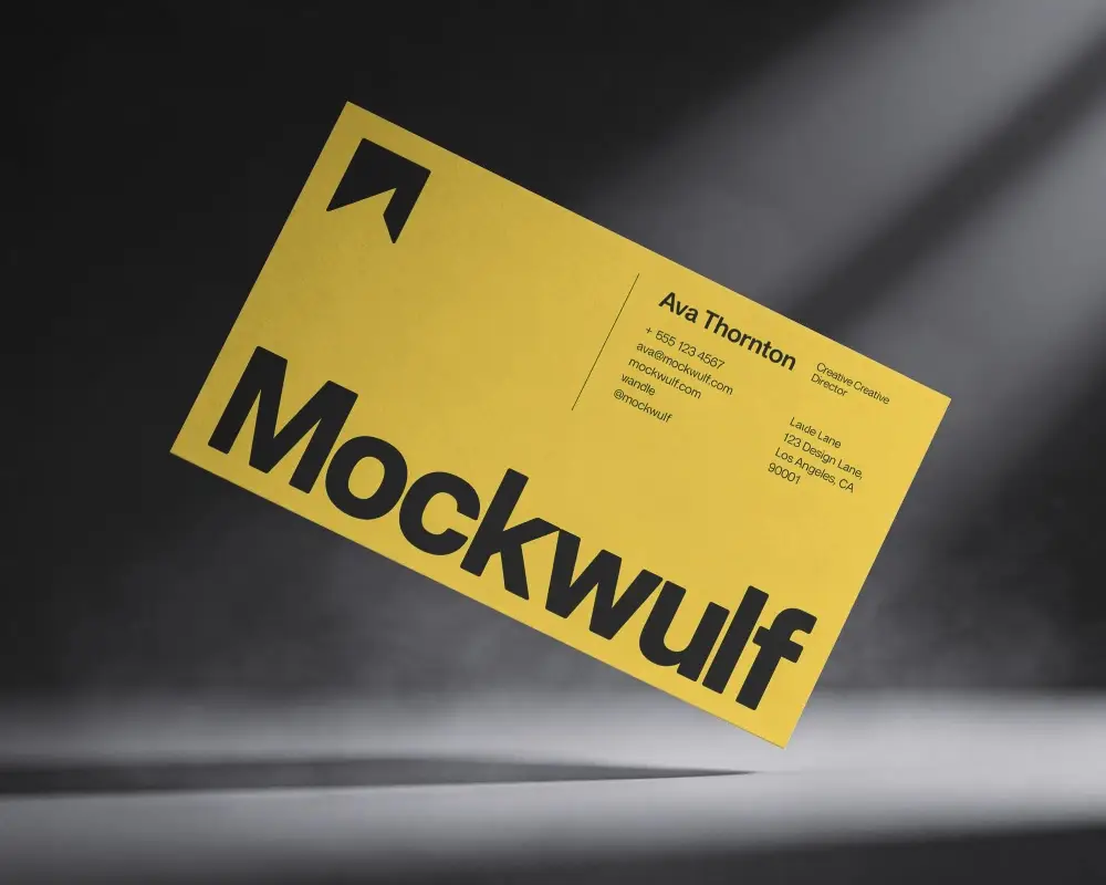 Minimalistic Floating Business Card Mockup With Subtle Shadow And Smooth Texture Background