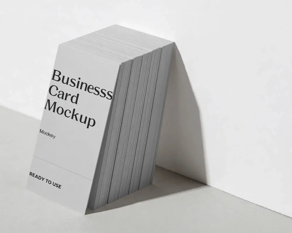 Sleek Minimalist Business Card Mockup With Clean Edge And Sharp Corner Angled Presentation
