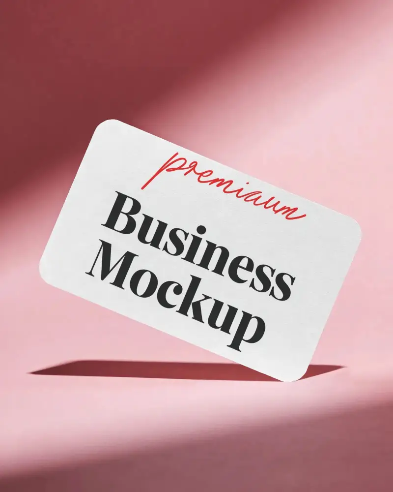 Sleek Rounded Corner Floating Business Card Mockup On Modern Pastel Background For Branding