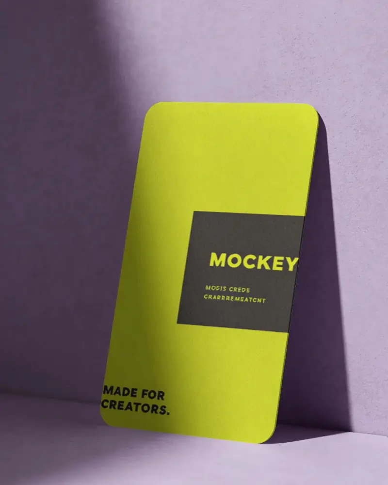 High Quality Blank Rounded Corner Business Card Mockup On Textured Background