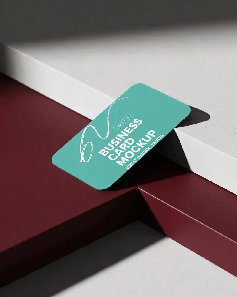 Sleek Minimalist Business Card Mockup With Rounded Corners On Geometric Background