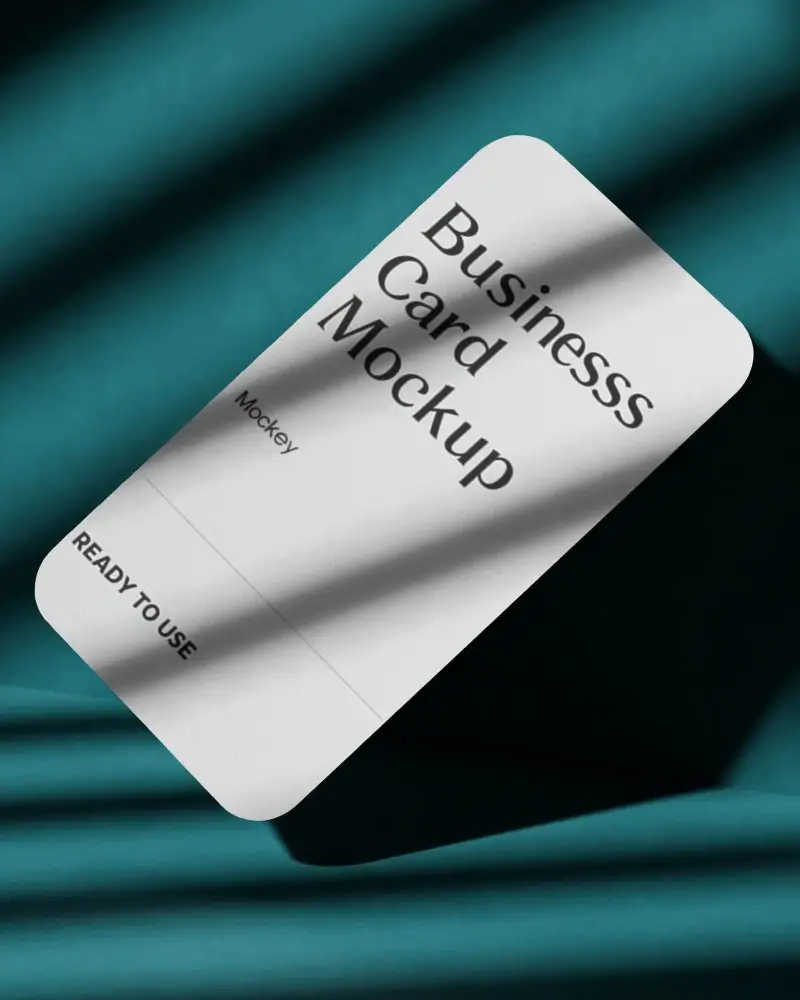 Premium Quality Floating Business Card Mockup With Rounded Corners On Textured Background