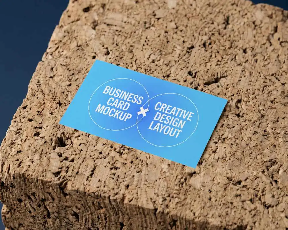 Blank Business Card Mockup On Rough Textured Surface For Branding And Marketing Presentation