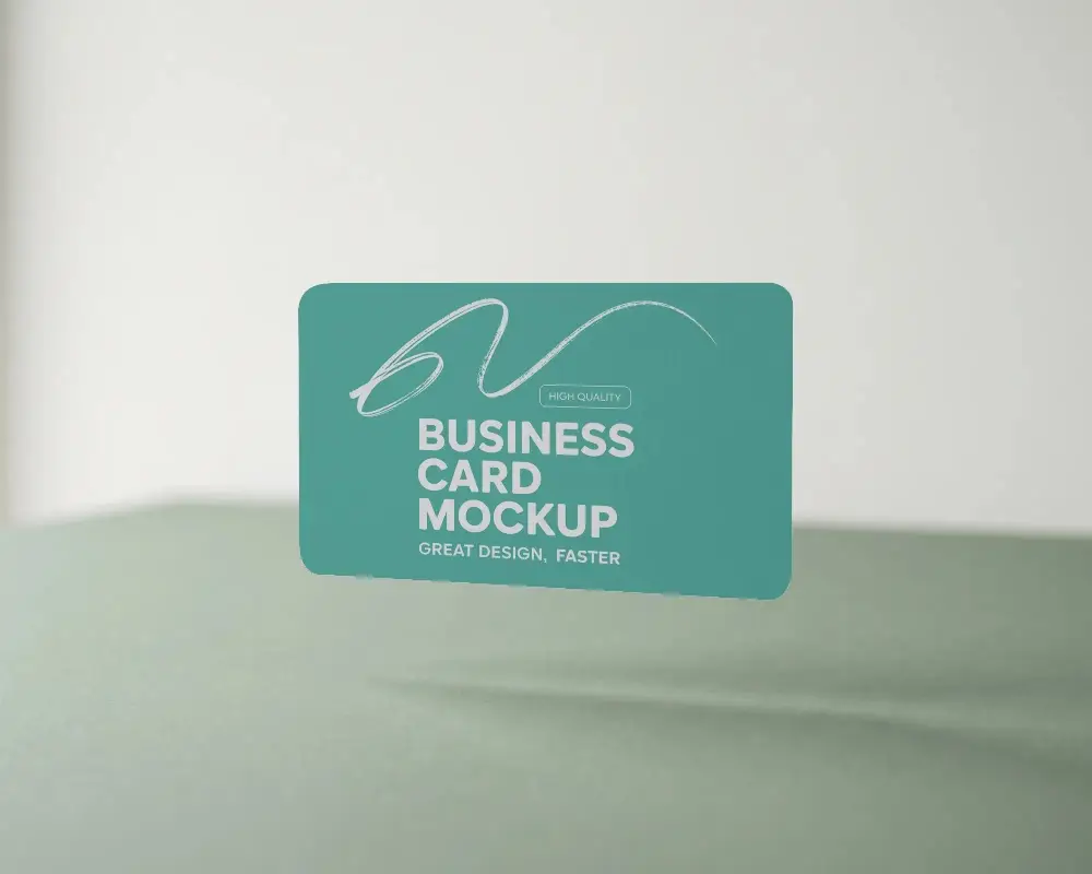 Minimalist Floating Business Card Mockup With Rounded Corners And Subtle Shadow Background