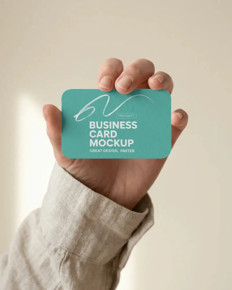 Minimalist Textured Business Card Mockup Held In Human Hand For Brand Presentation