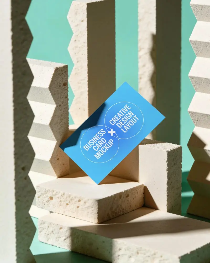 Minimalist Geometric Business Card Mockup With Textured Background For Branding Presentations