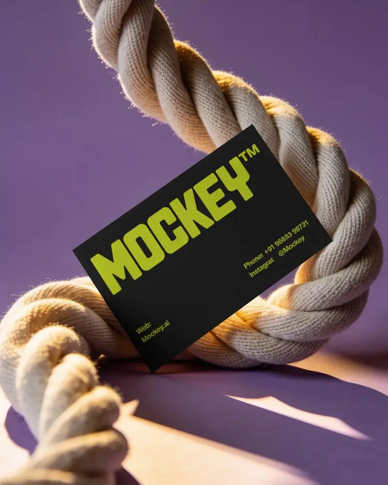 Business Card Mockup With Thick Rope Stylish Modern Brand Presentation Creative Portfolio