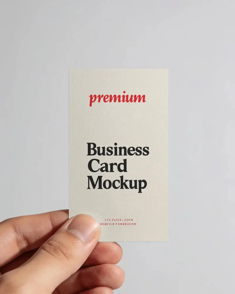 Clean Minimalist Business Card Mockup Held In Hand Isolated Background Perfect For Design