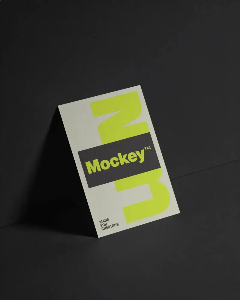 Professional Simple Standing Business Card Mockup In Portrait Position With Soft Shadow Effect