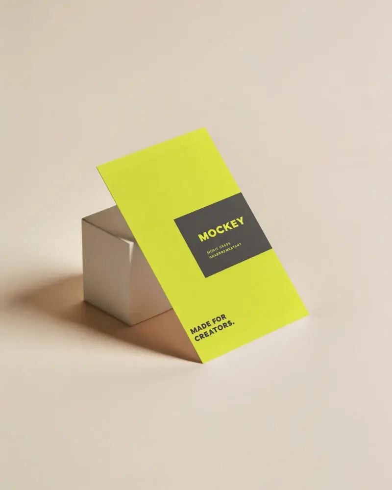 Minimalistic Business Card Mockup Showcasing Clean Flat Design On Stylish Beige Background