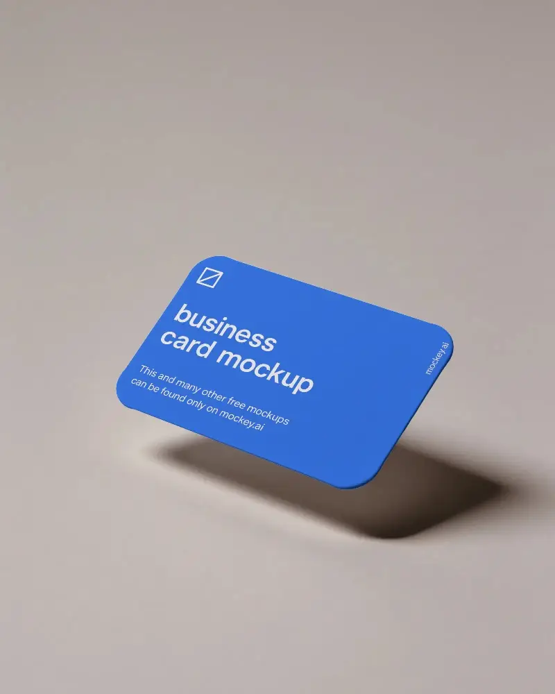 Minimalist Rounded Business Card Mockup Floating On Solid Background Seamless Branding Display