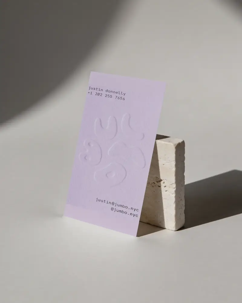 Minimalistic Business Card Mockup With Stone Stand On Clean Surface For Branding