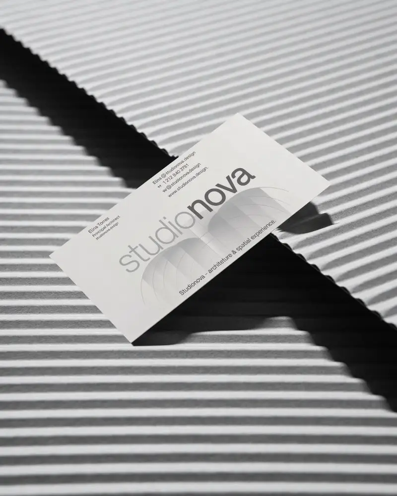 Minimal Business Card Mockup With Striped Shadows And Texture Background For Branding