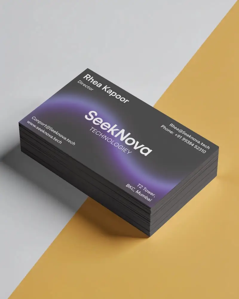 Sleek Minimalist Business Card Mockup Stack On Two Tone Background Realistic View