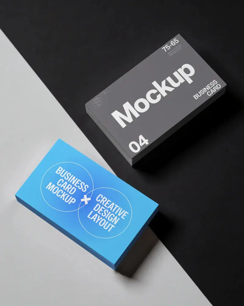 Empty Business Card Mockup With Dual Tone Background For Professional Branding Design