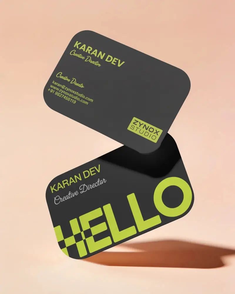 Modern Elegant Round Corner Business Card Mockup Showcasing Plain Surface Angle