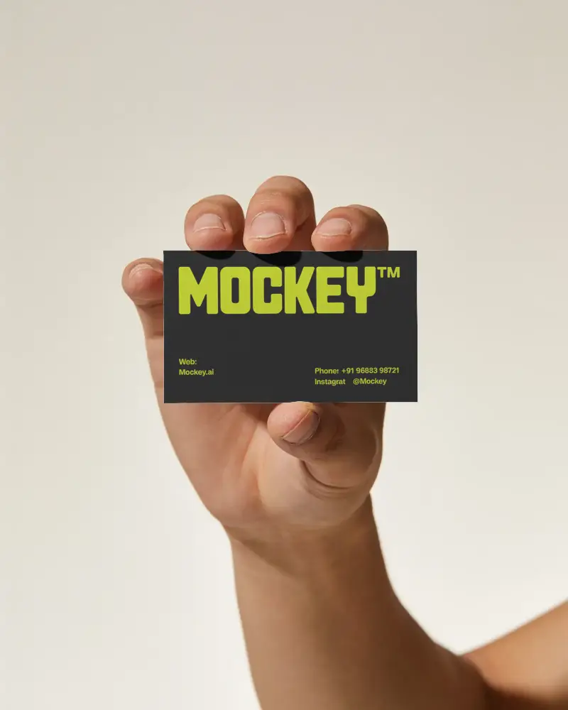Hand Holding Minimalist Business Card Mockup For Professional Branding And Networking