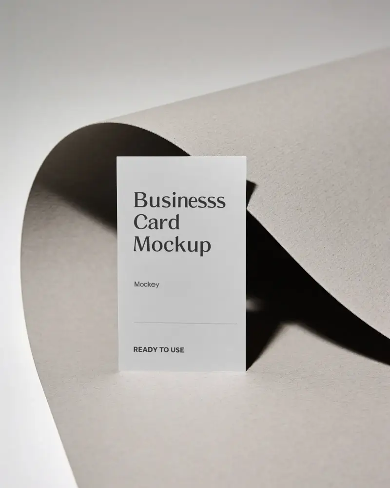 Minimalistic Business Card Mockup With Curved Paper Background For Branding Presentation