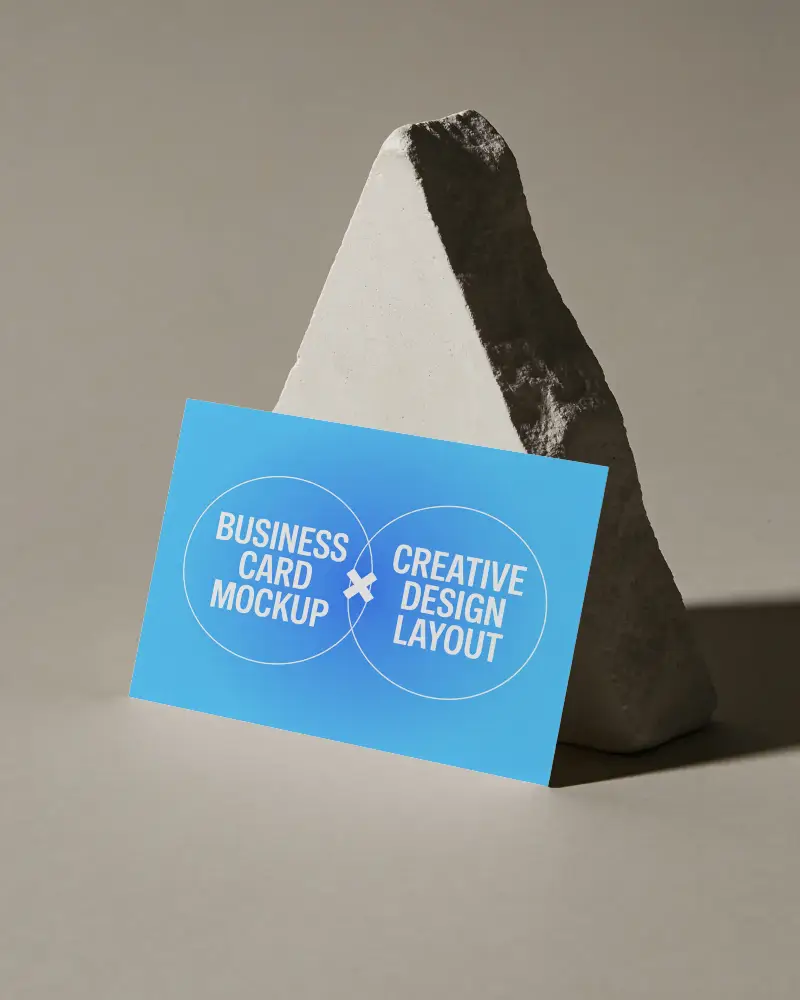 Minimalistic Business Card Mockup With Stone Stand For Branding Presentations