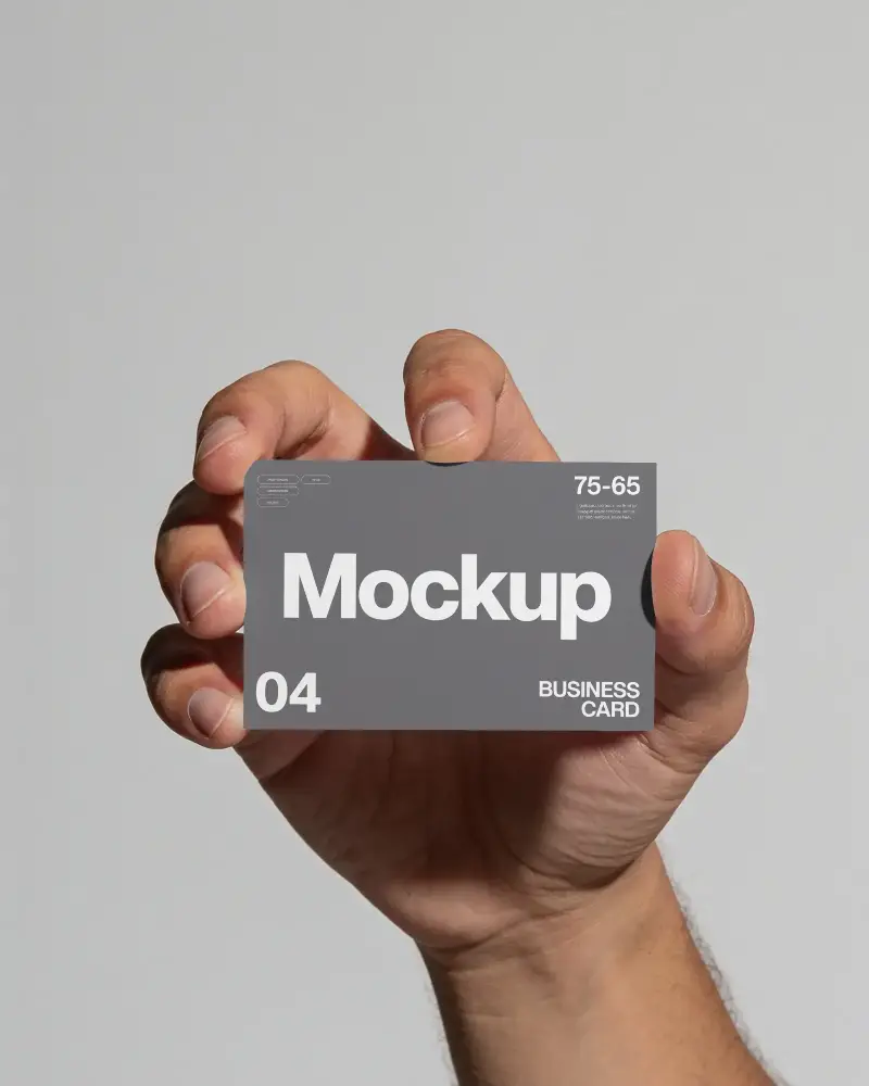 Minimalist Plain Business Card Mockup In Hand On Simple Background For Design Presentations