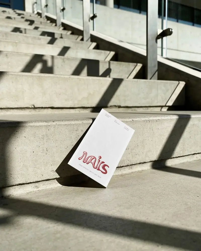 Clean Brochure Card Mockup Angled On Stone Stairs Ideal For Corporate Identity Showcase