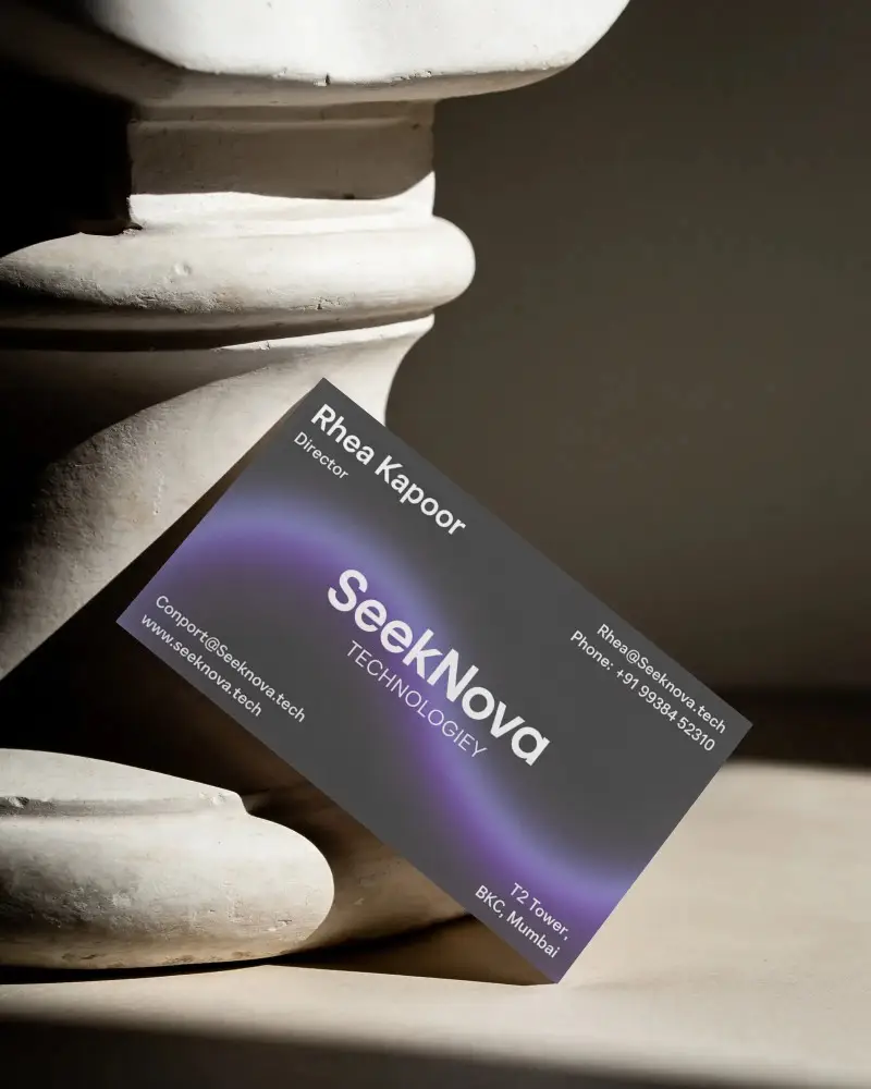 Premium Textured Business Card Mockup On Elegant Architectural Column Background