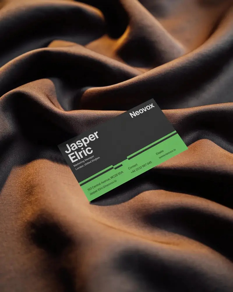 Premium Textured Business Card Mockup On Soft Wavy Satin Background For Design Showcase