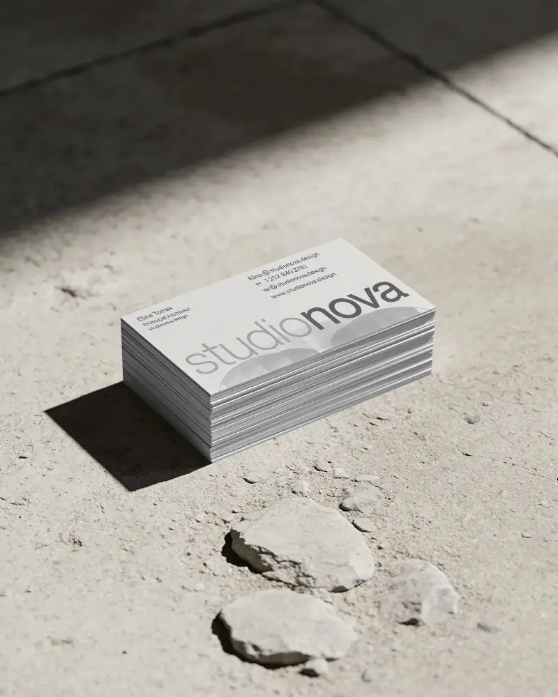 Minimalistic Business Card Mockup In Industrial Setting With Detailed Textured Floor Background