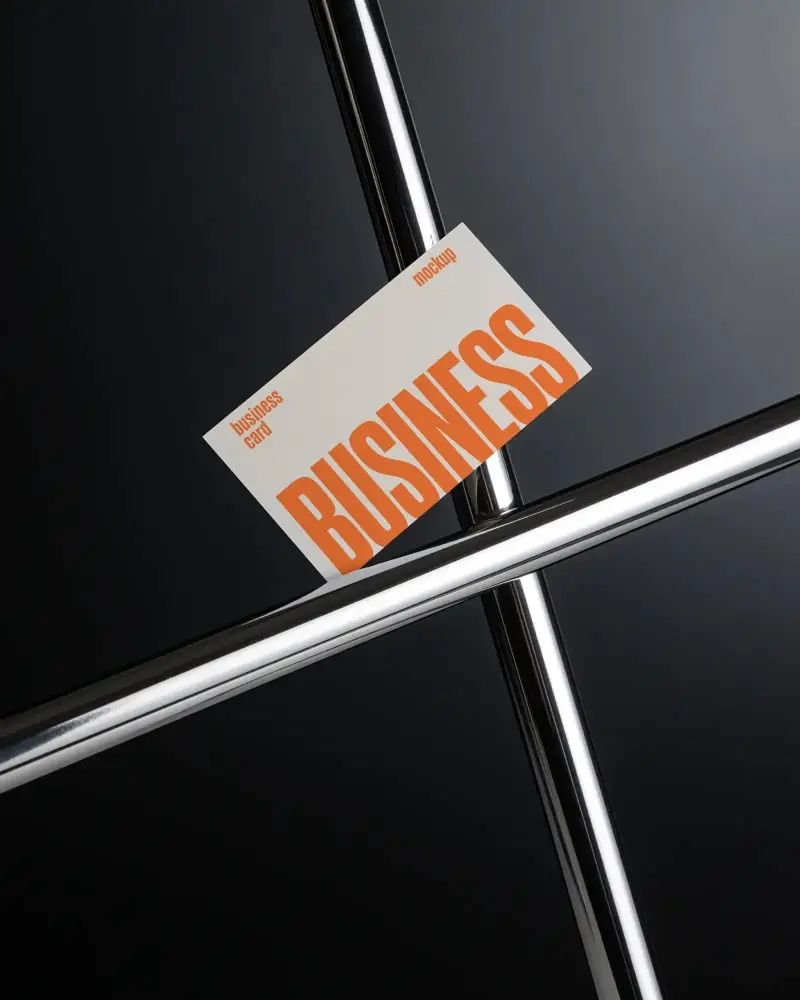 Modern Minimalistic Business Card Mockup With Metallic Rod Creative Stylish Display