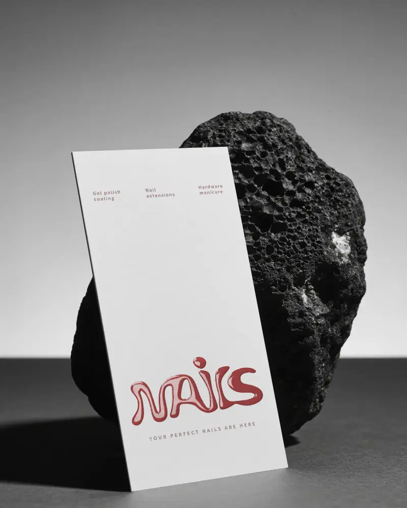 Blank Vertical Business Card Mockup With Textured Stone Background For Professional Branding