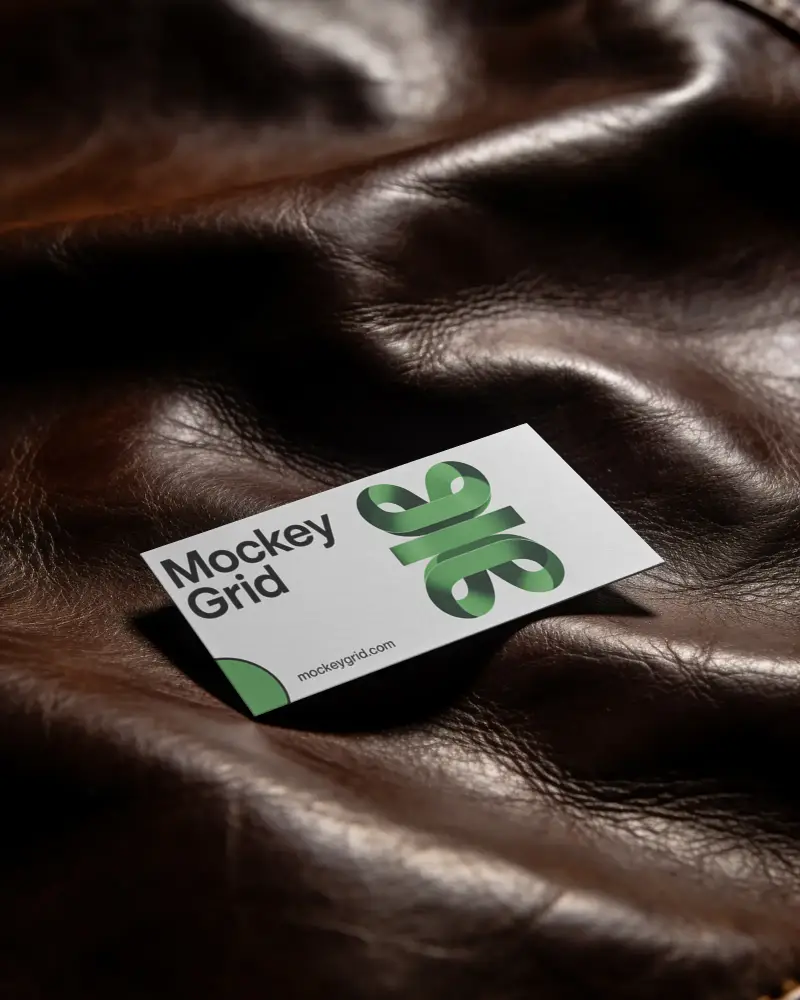 Blank Business Card Mockup On Textured Leather Background For Brand Presentation