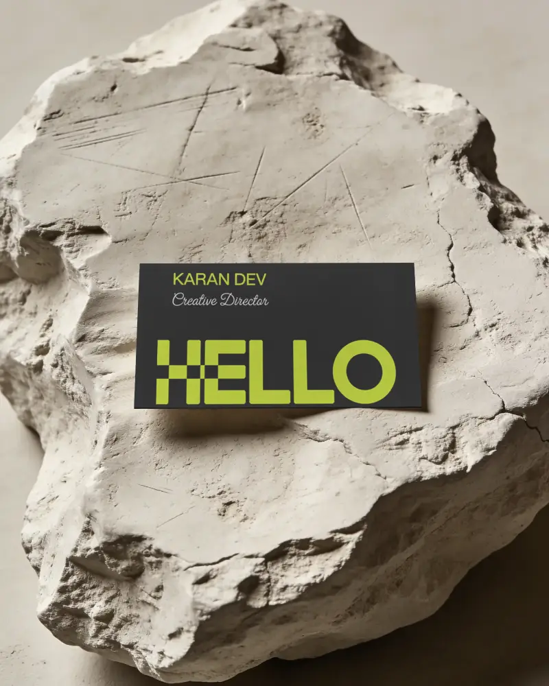 Blank Minimalist Business Card Mockup On Rough Textured Stone Surface For Branding