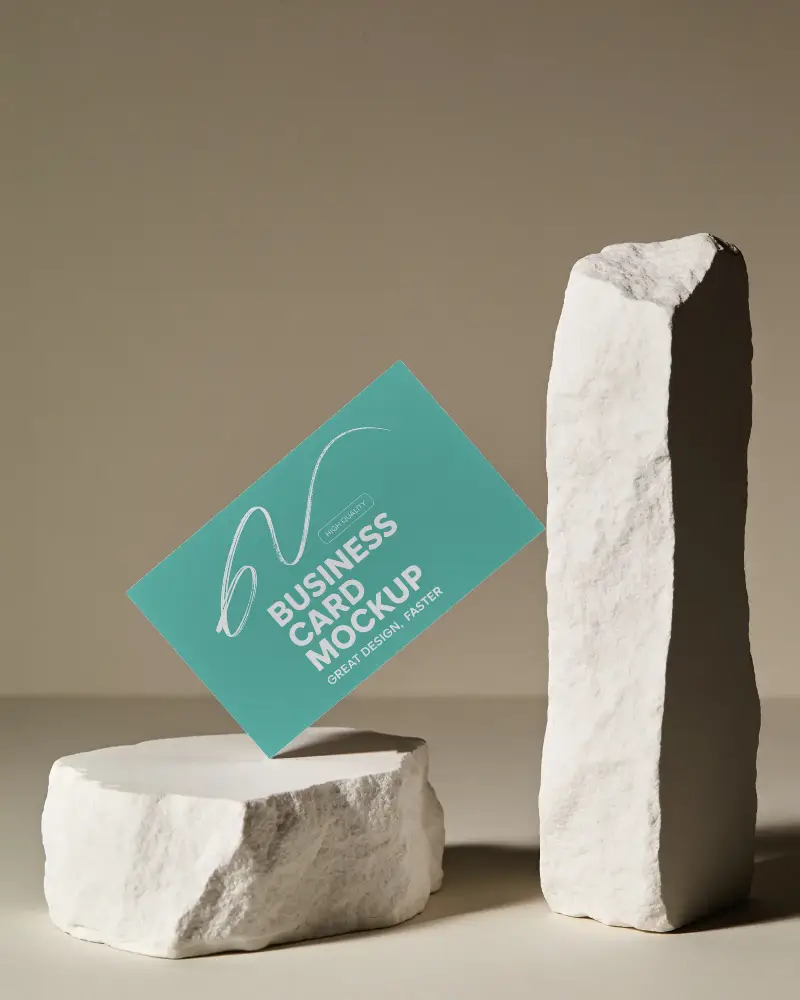 Minimalist Stone Platform Business Card Mockup For Clean Brand Presentation And Modern Marketing
