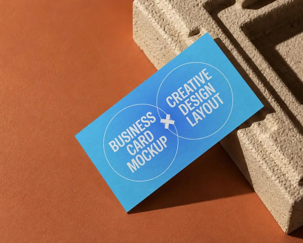 Textured Business Card Mockup On Minimalist Rough Surface For Branding Presentation