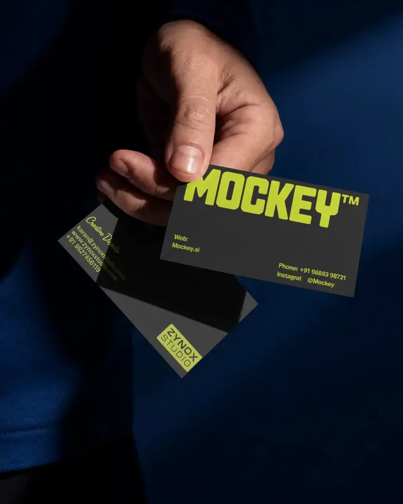 Professional Business Card Mockup Realistic Hand Holding Blank Texture Design Template