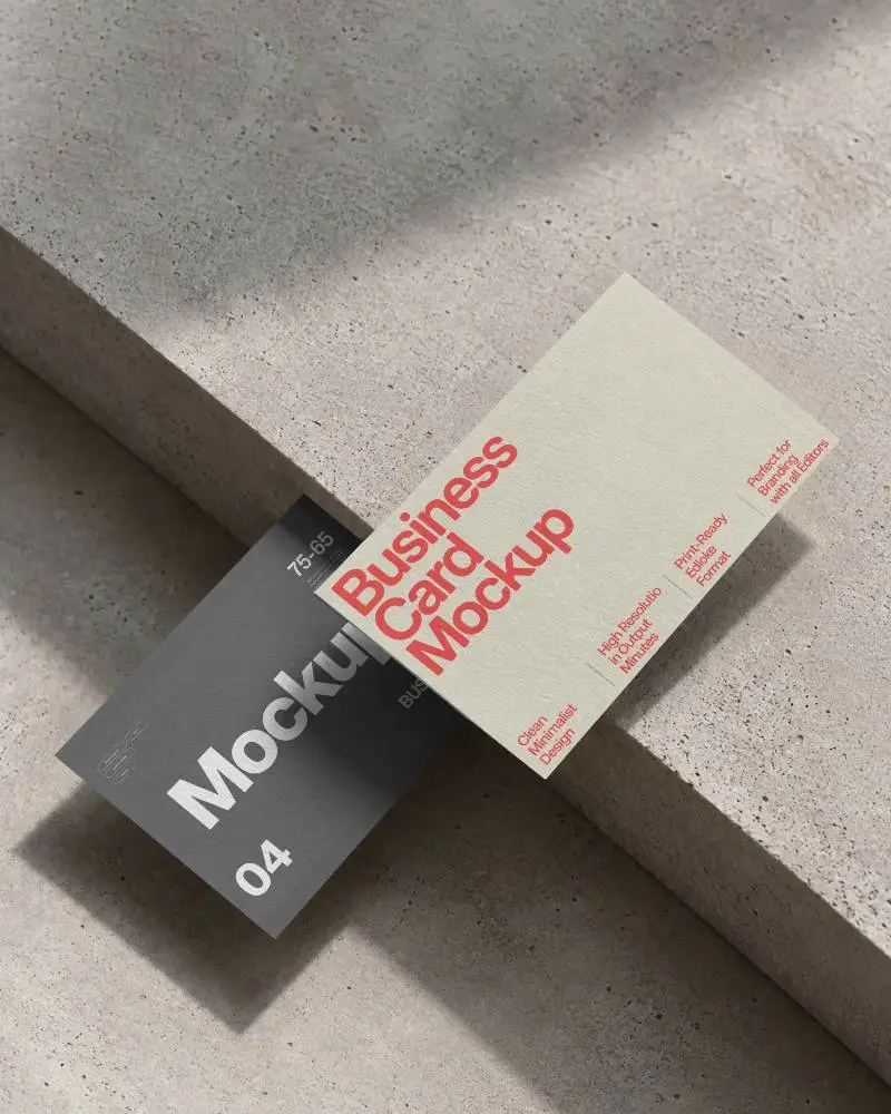 High Quality Premium Textured Business Card Mockup With Shadow And Angle View