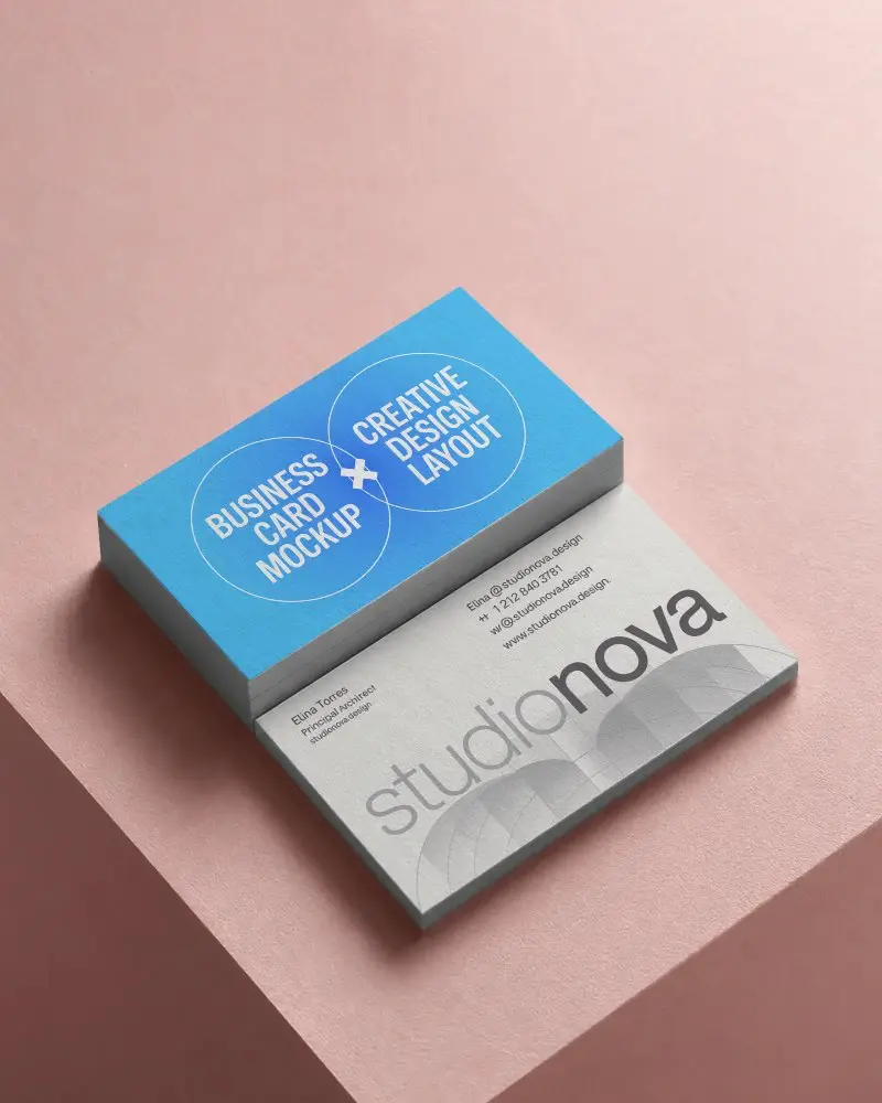 Clean Simple Business Card Mockup With Thick Paper Texture For Modern Corporate Identity Display