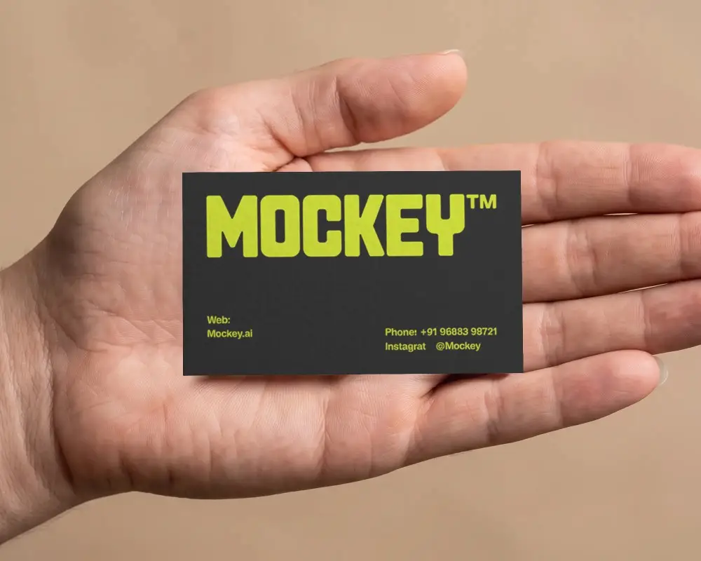 Minimalistic Textured Paper Business Card Mockup In Hand For Professional Branding