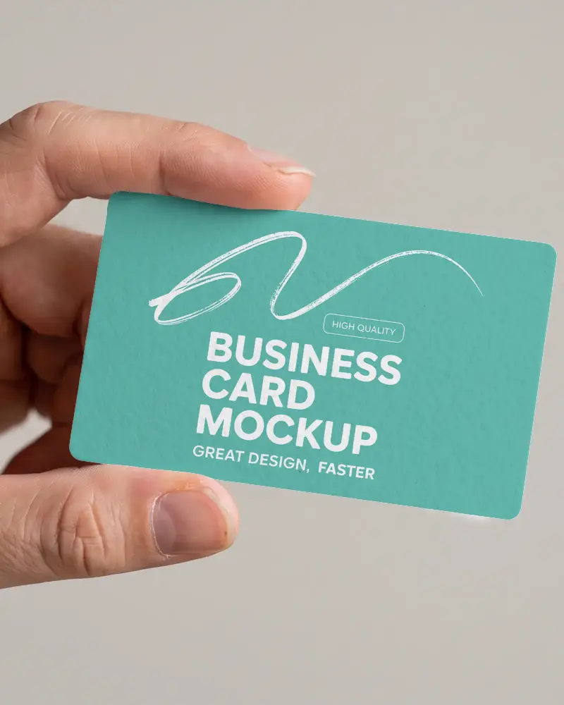 Hand Holding Textured Business Card Mockup For Professional Branding Presentation