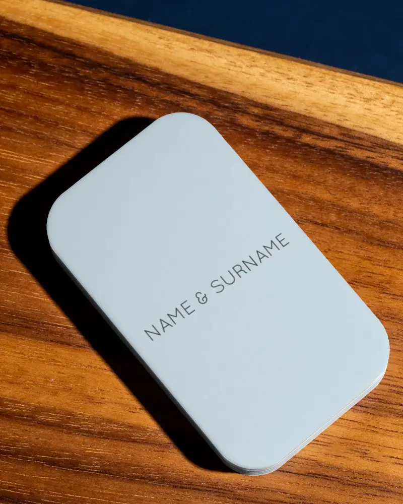 Elegant Blank Business Card Mockup Simple Sleek Rectangular Layout Wood Texture Surface