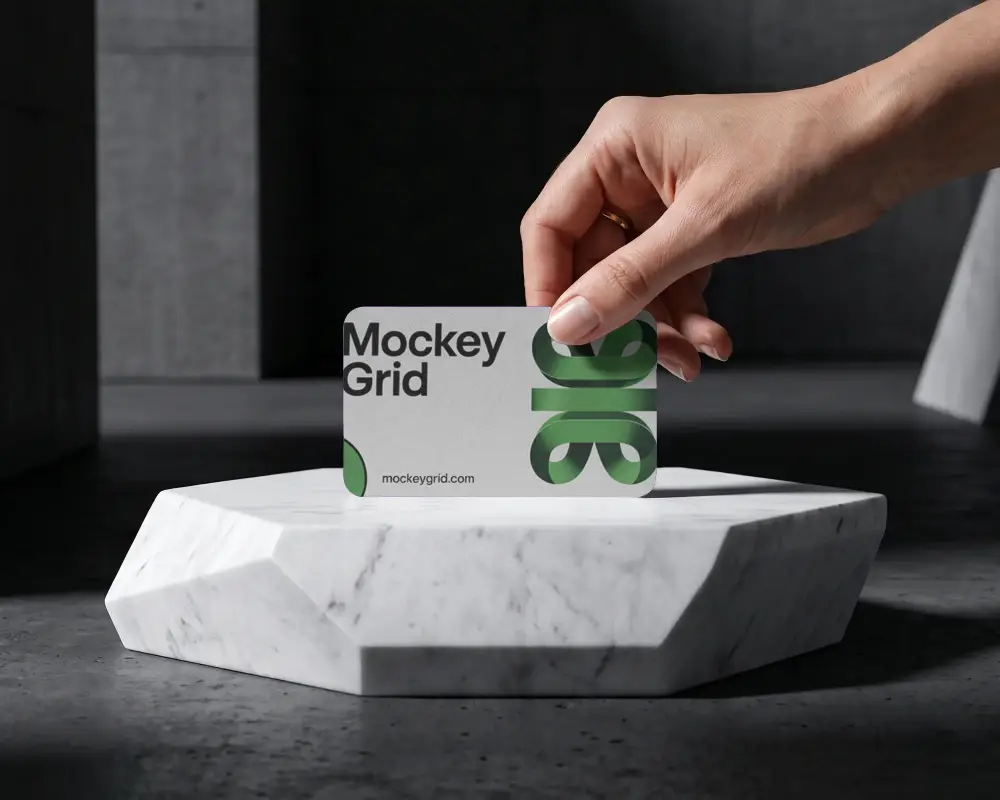 Business Card Mockup Showcasing Minimalist Design For Professional Marketing Use