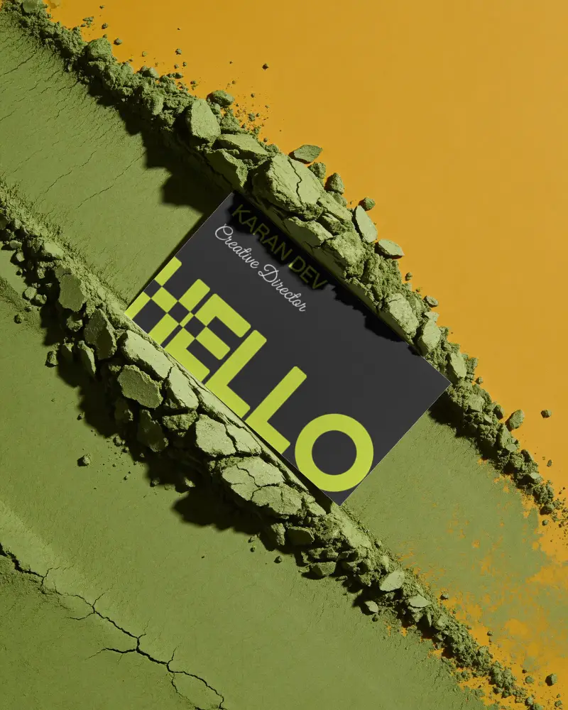 Blank Business Card Mockup With Cracked Powder Background For Modern Branding